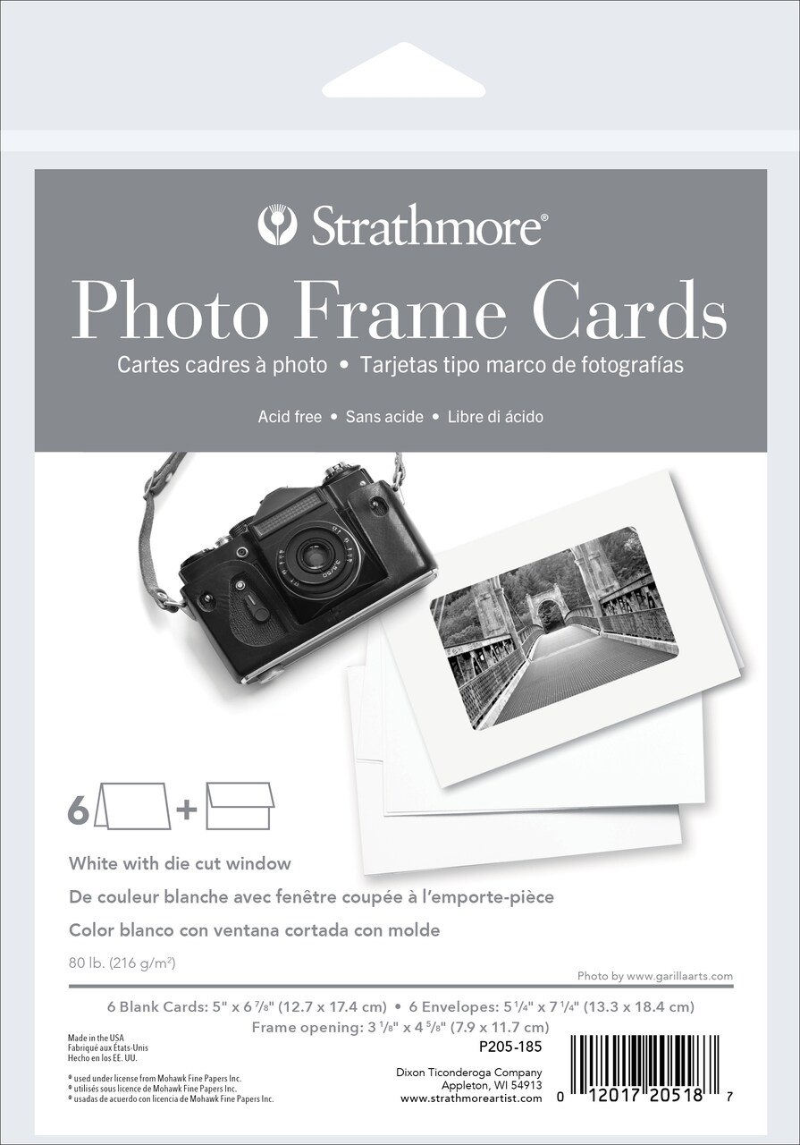 Strathmore Cards & Envelopes 5"X6.875" 6/Pkg-White Photo Frame W/Die Cut Window